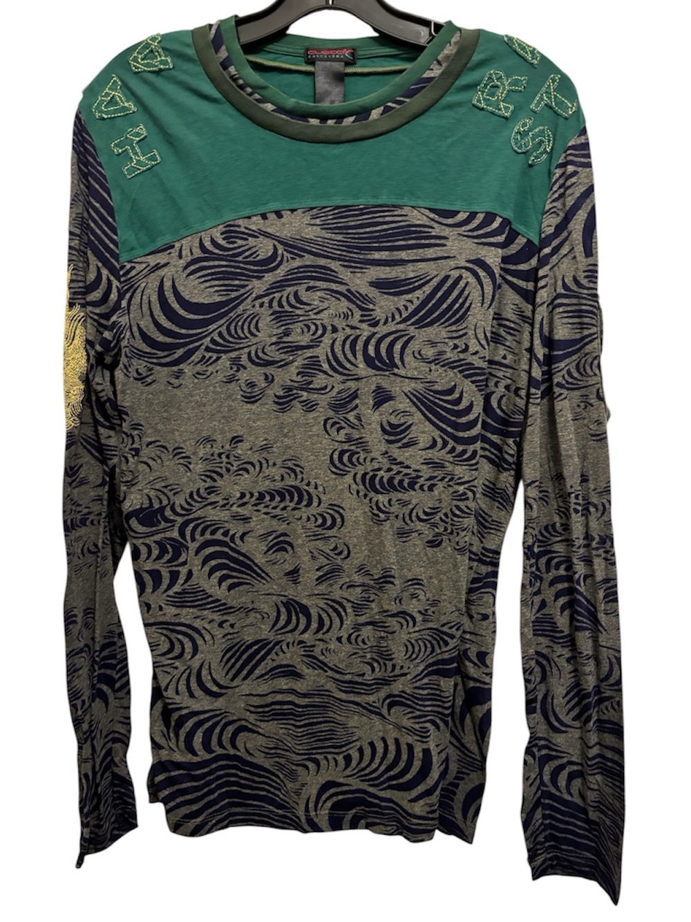 CUSTO BARCELONA•Archival Y2K vintage embroidered mixed media long sleeve top